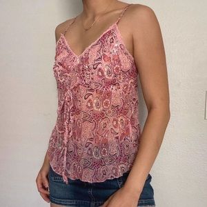 Vintage Paisley Pink Y2k Cami Top